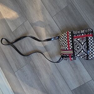 Vera Bradley Stylish Black and White Red Barcelona Crossbody Bag